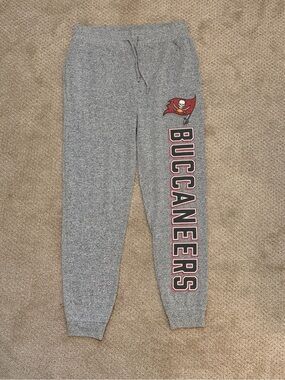 NFL Gray Buccaneers Logo Jogger Sweatpants with Red Accent
